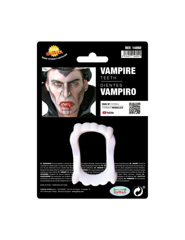 Dentiera vampiro economica con canini bianchi affilati per Halloween e feste horror