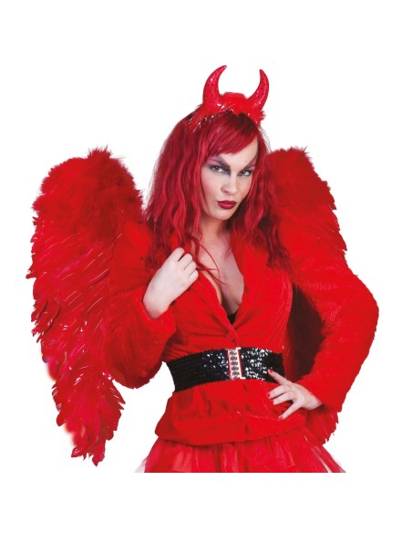 Ali rosse in piume per costume da diavolo demone Halloween accessorio