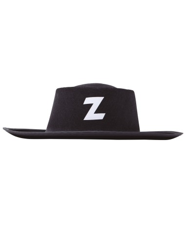 Cappello da bandito nero in feltro con lettera Z e maschera nera per occhi bambino costume western