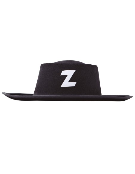 Cappello da bandito nero in feltro con lettera Z e maschera nera per occhi bambino costume western