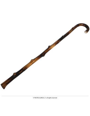 Bastone da nonno 90cm con impugnatura curva per costumi carnevale e travestimenti anziano