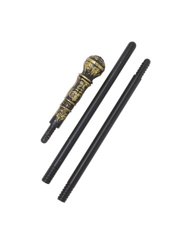 Bastone lord smontabile con impugnatura dorata per costumi eleganti Halloween e Carnevale