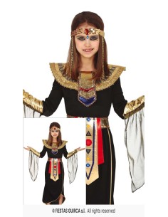 Costume egiziana bambina nero oro con vestito cintura collare decorativo per feste tema antico Egitto