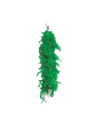 Boa di piume verde scuro indossato da modella per costume anni 20 Charleston
