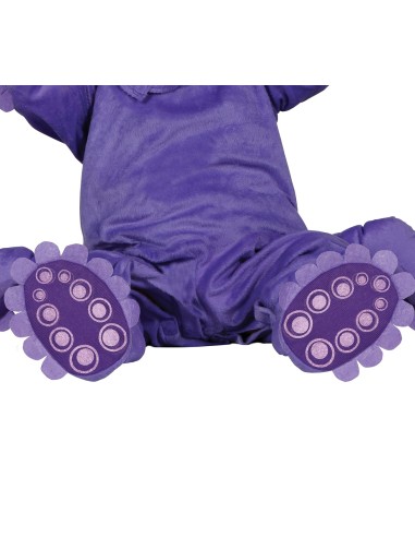Costume polipo viola per neonato con cappuccio occhi grandi e tentacoli ricamati per feste a tema mare