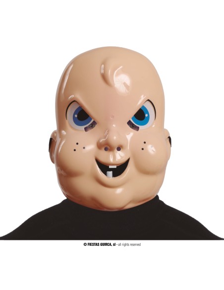 Maschera bebé in gomma con occhi azzurri ed elastico per travestimenti horror Halloween