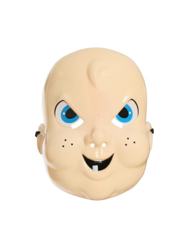 Maschera bebé in gomma con occhi azzurri ed elastico per travestimenti horror Halloween