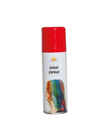 Ciocca di capelli con spray colorante rosso temporaneo per trucco teatrale e costumi