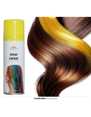 Lacca spray gialla per capelli temporanea con effetto su ciocche colorate