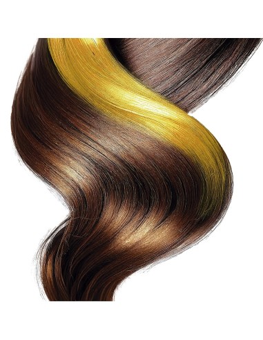 Lacca spray gialla per capelli temporanea con effetto su ciocche colorate