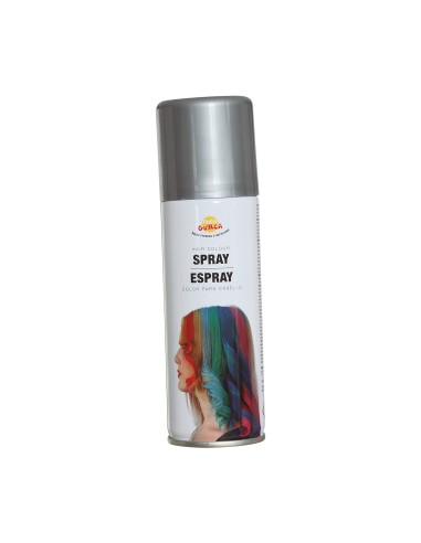 Capelli ondulati con effetto spray colorante argento metallizzato per trucco e trasformazione look