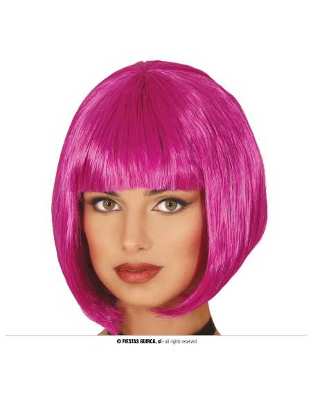 Parrucca bob viola fucsia mezza lunghezza con frangia per donna costume travestimento