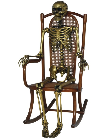 Scheletro decorativo dorato 160 cm con dettagli anatomici per decorazioni Halloween horror