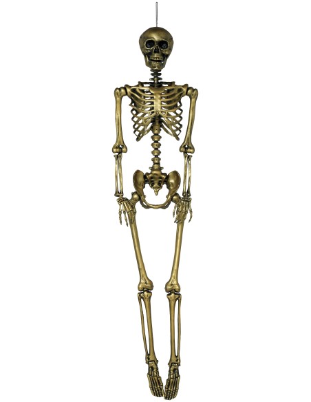 Scheletro decorativo dorato 160 cm con dettagli anatomici per decorazioni Halloween horror