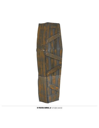 Bara decorativa in PVC effetto legno marrone con chiodi per Halloween dimensioni 160x52x27 cm