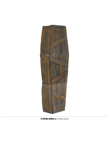 Bara decorativa in PVC effetto legno marrone con chiodi per Halloween dimensioni 160x52x27 cm
