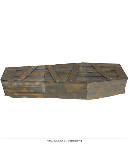 Bara decorativa in PVC effetto legno marrone con chiodi per Halloween dimensioni 160x52x27 cm