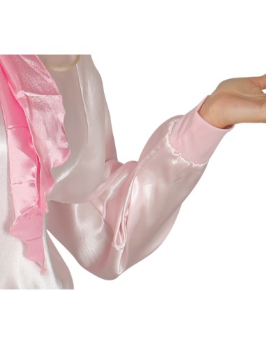 Giacca Pink Lady anni 50 rosa satinata con logo ricamato per costume vintage donna