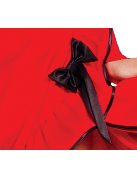 Costume ballerina Can Can rosso con corsetto nero, gonnella asimmetrica e piuma rossa per Carnevale donna