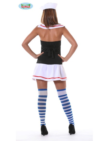 Costume da marinaia bianco nero con cappello calze a righe e accessori nautical per donna