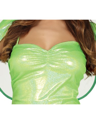 Costume Trilly verde brillante con ali trasparenti e abito fatina per Carnevale Disney