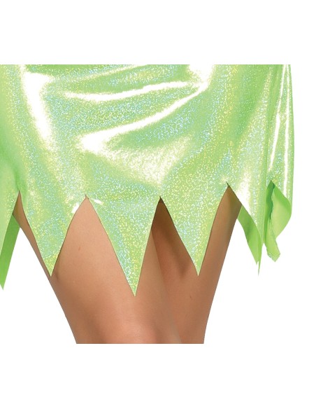 Costume Trilly verde brillante con ali trasparenti e abito fatina per Carnevale Disney