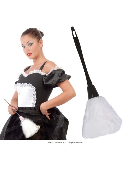 Spolverino da cameriera bianco e nero con pizzo per costume festa a tema vintage