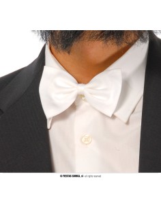Papillon bianco elegante da 11 cm indossato con smoking nero per eventi formali 2