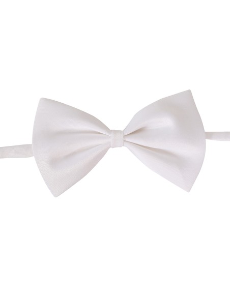 Papillon bianco elegante da 11 cm indossato con smoking nero per eventi formali