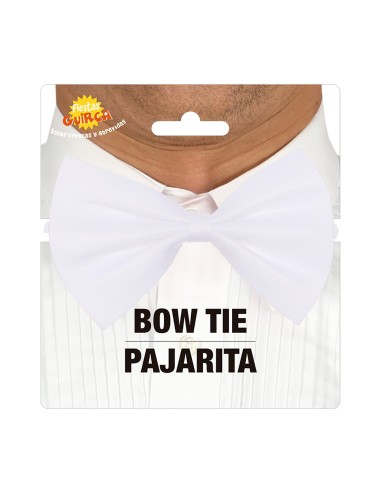 Papillon bianco elegante da 11 cm indossato con smoking nero per eventi formali