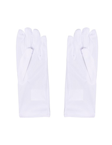 Guanti bianchi eleganti lunghi 20 cm indossati da donna per costumi e feste a tema