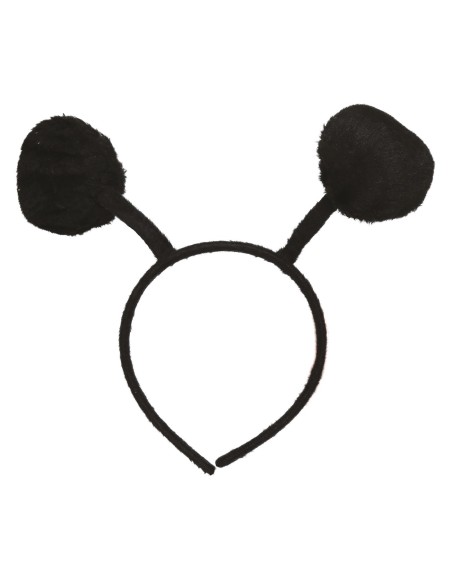 Cerchietto nero con antenne e pompon in peluche per costume alieno o insetto Halloween