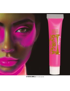 Trucco crema neon rosa fluorescente in tubetto da 10ml per makeup teatrale e body painting