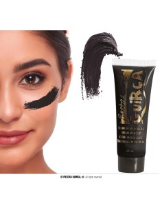 Trucco crema nero professionale 20ml applicato su viso di donna per make-up teatrale Halloween