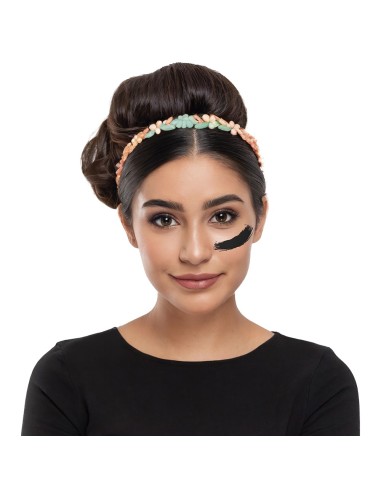 Trucco crema nero professionale 20ml applicato su viso di donna per make-up teatrale Halloween