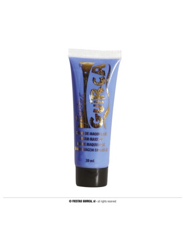 Trucco crema neon blu in tubetto da 20ml applicato su viso per makeup artistico Halloween Carnevale