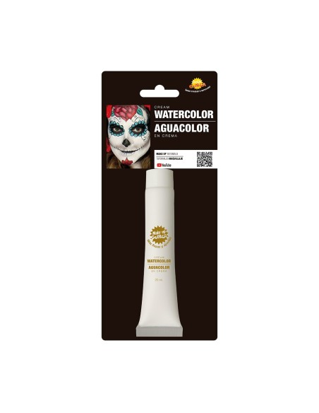 Tubetto trucco bianco 20ml base acqua per makeup teatrale e costumi di carnevale