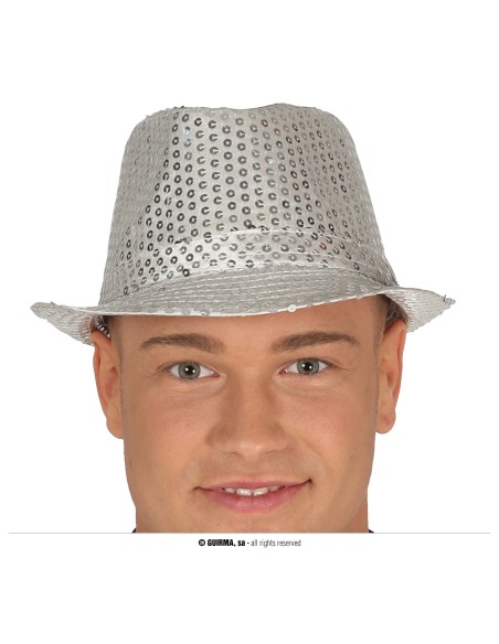 Borsalino argentato con paillettes brillanti cappello elegante festa