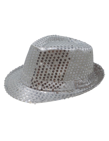 Borsalino argentato con paillettes brillanti cappello elegante festa