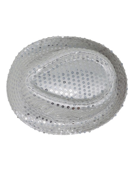 Borsalino argentato con paillettes brillanti cappello elegante festa