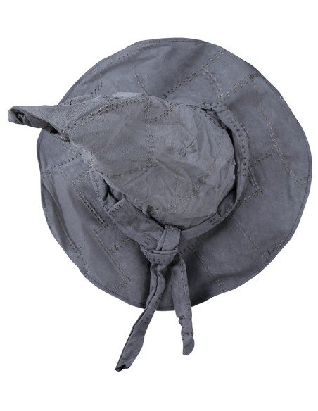 Cappello da mago grigio in tela con punta ricurva per costume Halloween e feste a tema fantasy