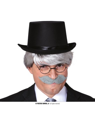 Cilindro nero in feltro con fascia decorativa per costumi d'epoca e teatro vintage