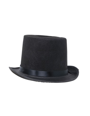 Cilindro nero in feltro con fascia decorativa per costumi d'epoca e teatro vintage