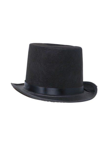 Cilindro nero in feltro con fascia decorativa per costumi d'epoca e teatro vintage