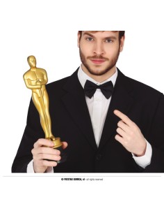 Statuetta premio cinema dorata Oscar 32 cm accessorio feste Hollywood tema awards cerimonia 2