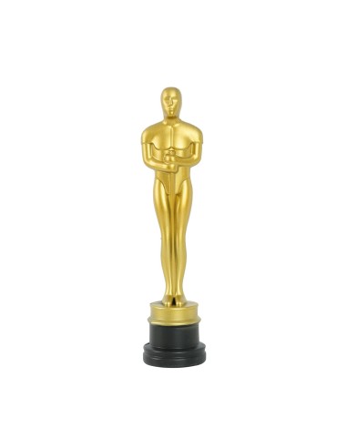 Statuetta premio cinema dorata Oscar 32 cm accessorio feste Hollywood tema awards cerimonia