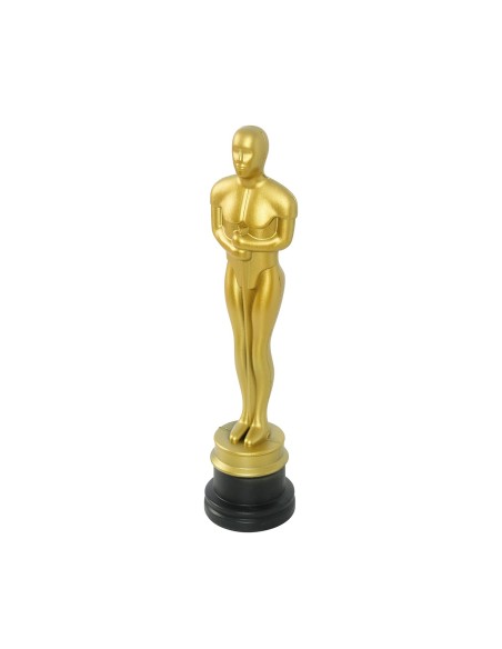 Statuetta premio cinema dorata Oscar 32 cm accessorio feste Hollywood tema awards cerimonia