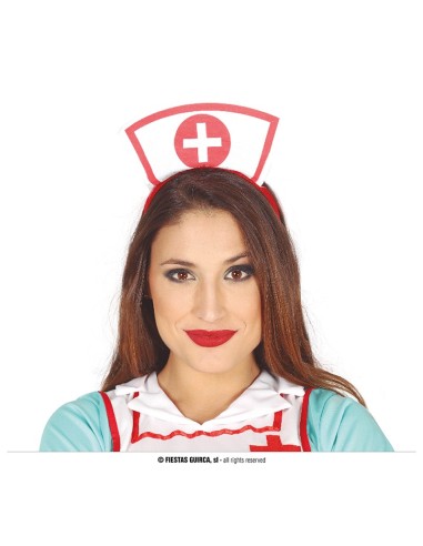 Cerchietto infermiera bianco con croce rossa accessorio costume sanitario