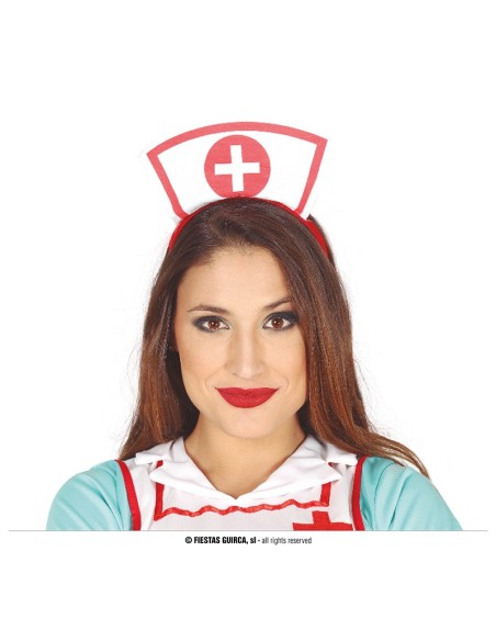 Cerchietto infermiera bianco con croce rossa accessorio costume sanitario