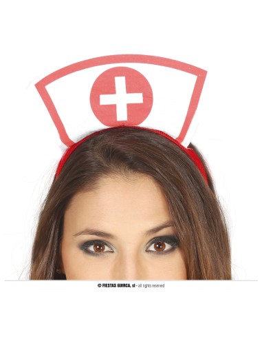 Cerchietto infermiera bianco con croce rossa accessorio costume sanitario